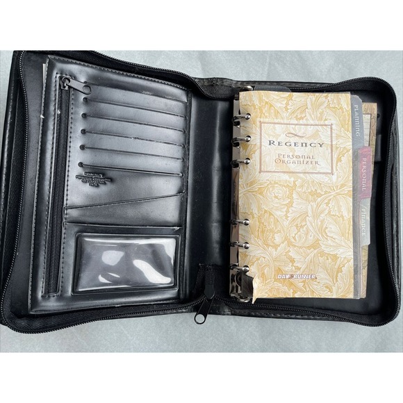 Day Runner Regency Planner Zip Around + Full Wallet Black 1999 Inserts Vintage - Picture 5 of 13